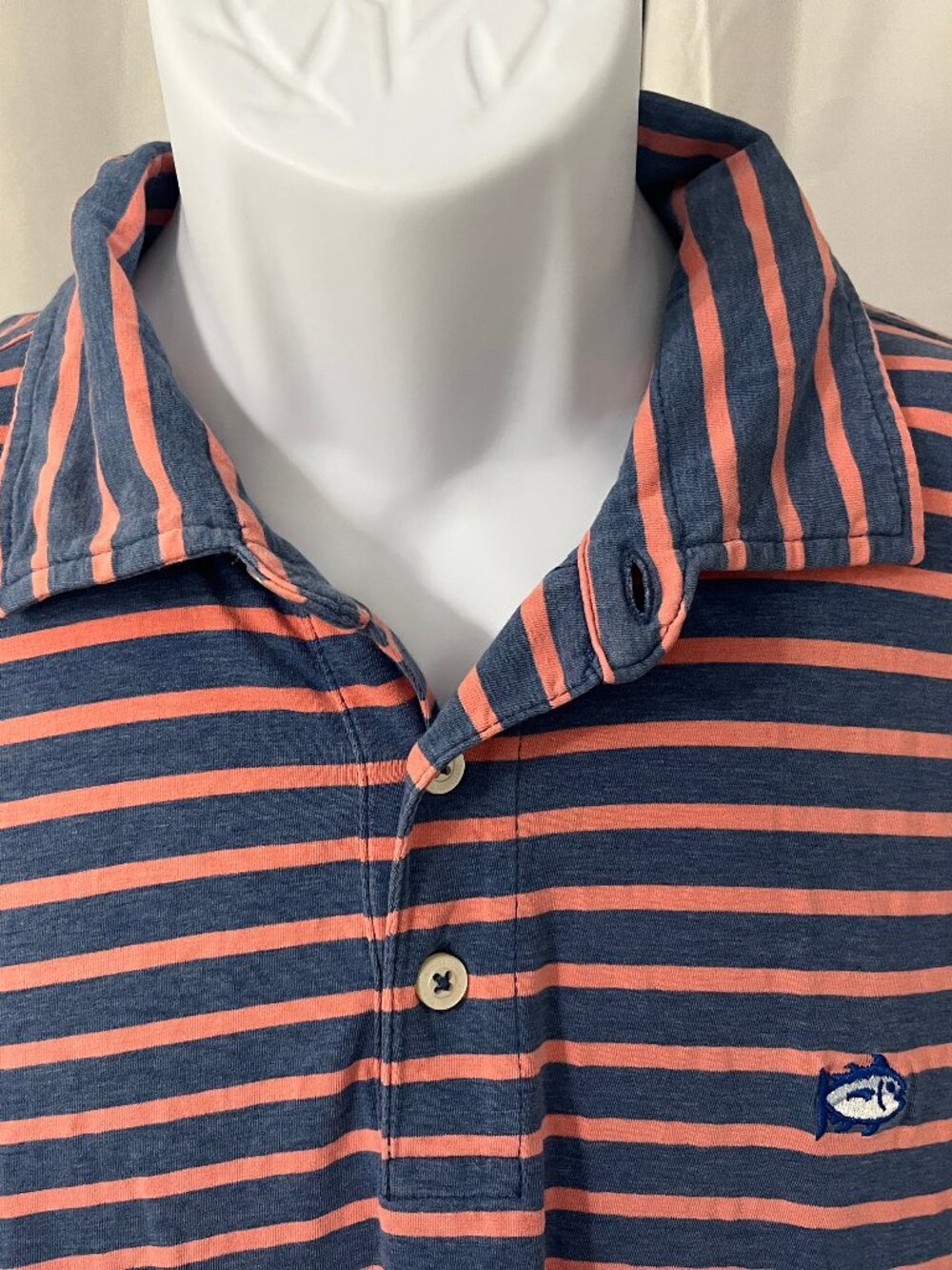 🌊 Southern Tide Men’s Blue Pink Striped Stretch Golf Polo Shirt M EUC ⛳